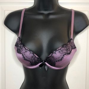 Aerie Emma Push Up Bra. 34A. Purple w/ black lace